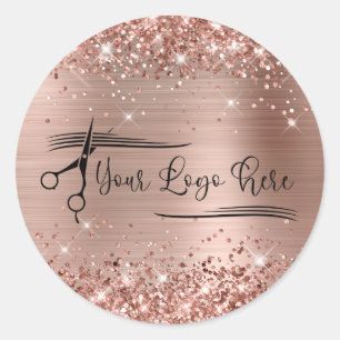 Glittery Rose Gold Glam for Your Logo Classic Round Sticker