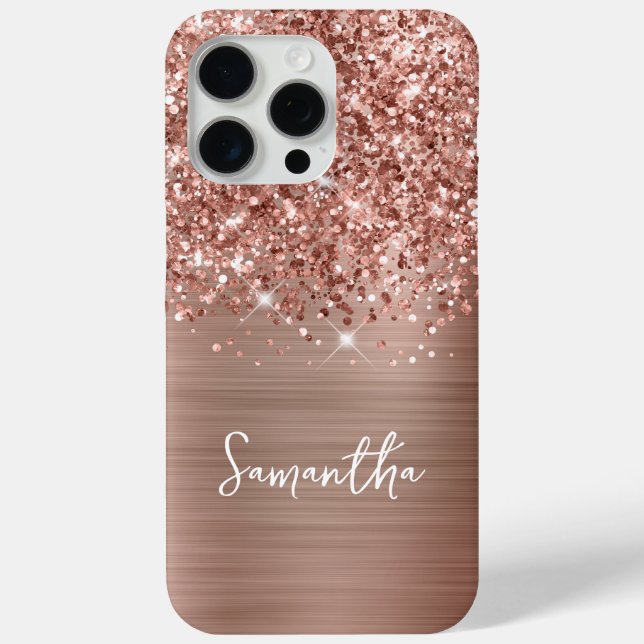 Glittery Rose Gold Glam Name Case-Mate iPhone Case (Back)