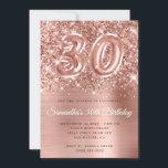 Glittery Rose Gold Glam Number 30th Birthday Invitation<br><div class="desc">Create your own faux rose gold glitter and foil 30th birthday celebration invitation for her. The background features a girly glam blush pink and rose gold ombre foil digital art graphic with a faux balloon art number 30. The luxury sparkles, glitter and foil will be created with creative artistic elements...</div>