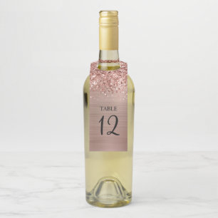 Glittery Rose Gold Glam Table Number Bottle Tag