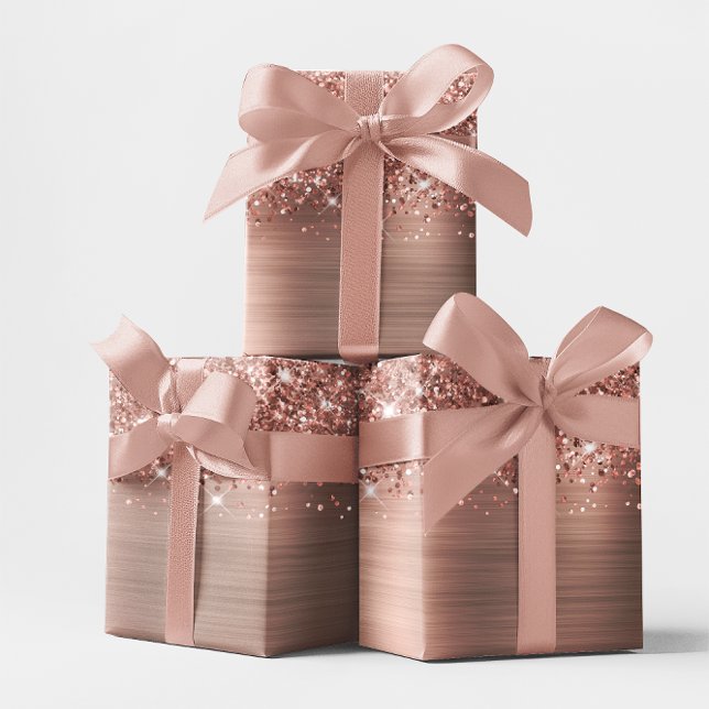 Glittery Rose Gold Glam Wrapping Paper (Glittery Rose Gold Glam Wrapping Paper)