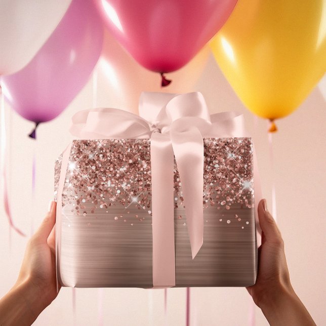 Glittery Rose Gold Glam Wrapping Paper Sheet (Glittery Rose Gold Glam Wrapping Paper Sheets)