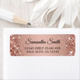 Glittery Rose Gold Gradient Return Address Label