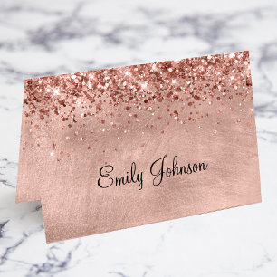 Glittery Rose Gold Individual Name Place Cards