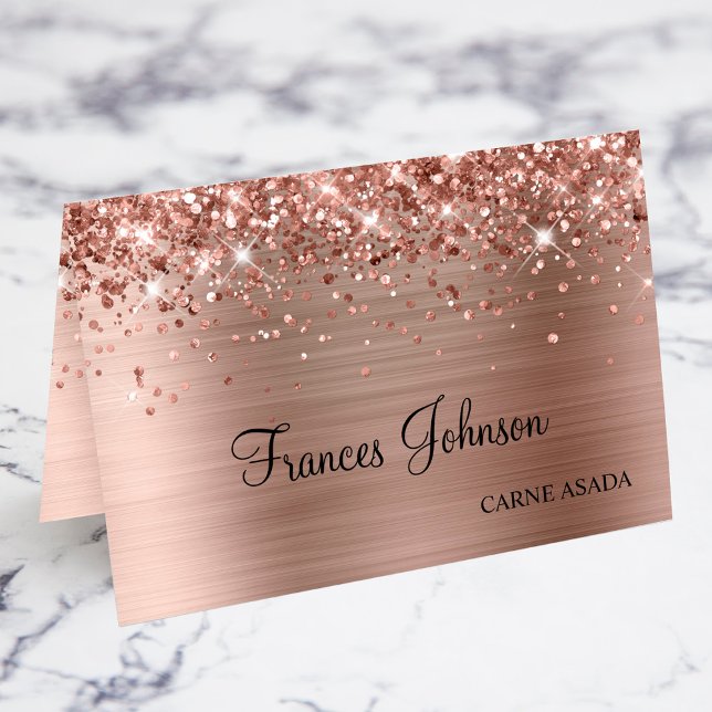 Glittery Rose Gold Meal Choice Name Place Cards (Glittery Rose Gold Meal Choice Name Place Cards)