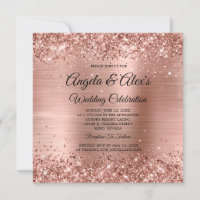 Glittery Rose Gold Ombre Foil Elegant Wedding