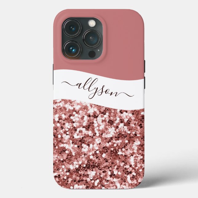 Glittery rose gold personalised Case-Mate iPhone c Case (Back)