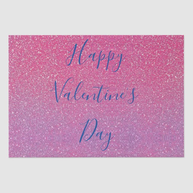 Glittery Rose Gold Pink Happy Valentine's Day Tissue Paper (Front)