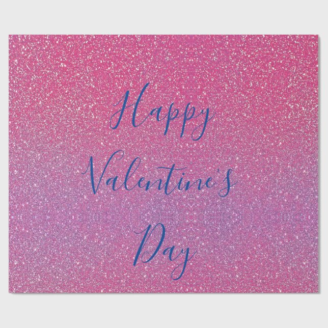 Glittery Rose Gold Pink Happy Valentine's Day Wrapping Paper (Flat)