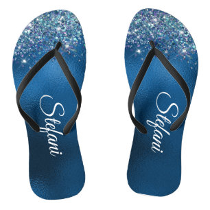 Glittery Royal Blue Foil Individual Name Thongs