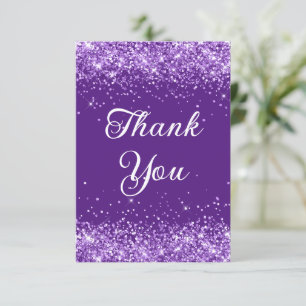 Glittery Royal Purple 40th Birthday Thank You Card