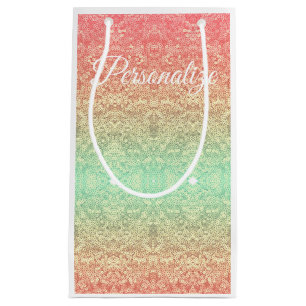 Glittery sequin lace pattern small gift bag