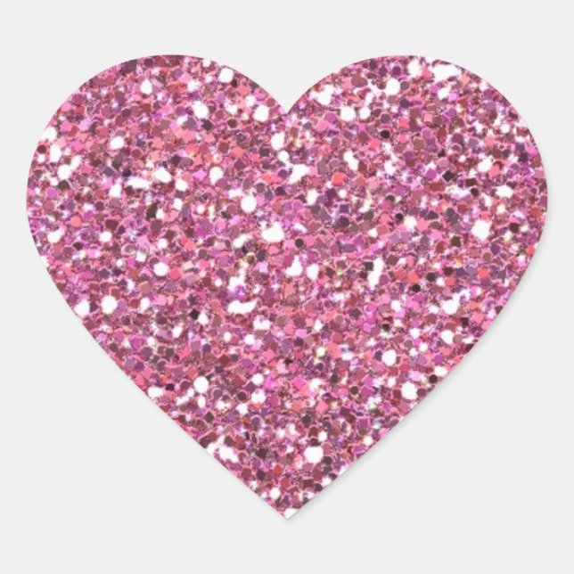 Glittery Shiny Pink Glitters Heart Sticker (Front)