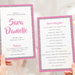 Glittery Silver Bat Mitzvah Pink Paper Program<br><div class="desc">The weight of this paper is prefect for your program. It is much heavier than copy paper and is perfect for your disposable programs. Use the template to fill in your information. The "Customise further" feature can be used to change the font (size, style, colour), and add more lines of...</div>