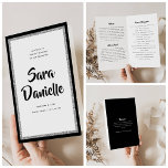 Glittery Silver & Black Bat Mitzvah Folded Program Flyer<br><div class="desc">You will love the paper used for this program-it is much heavier than copy paper and is perfect for your disposable programs. Use the template to fill in your information. The Design Tool can be used to change the font (size, style, colour), and add more lines of text or change...</div>