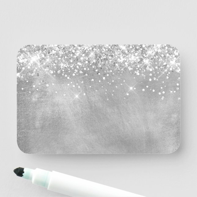 Glittery Silver Blank Name Tag (In Situ)