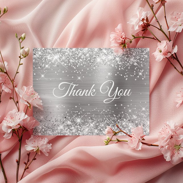 Glittery Silver Foil 30th Birthday Thank You Postcard (Glittery Silver Foil 30th Birthday Thank You Postcard)