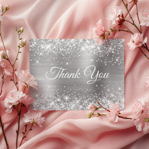 Glittery Silver Foil 40th Birthday Thank You Postcard