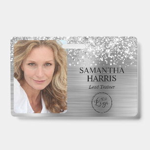 Glittery Silver Foil Logo and Photo ID Badge