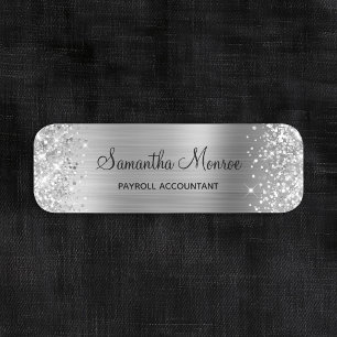 Glittery Silver Foil Name Tag