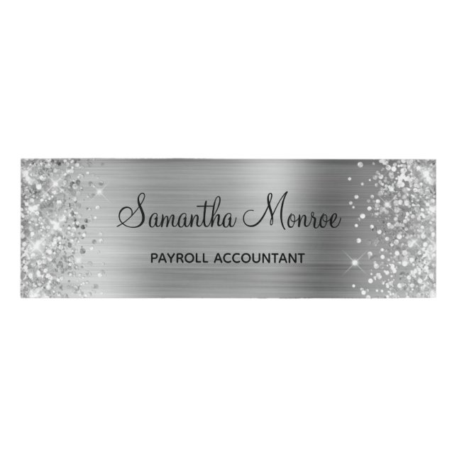 Glittery Silver Foil Name Tag (Front)