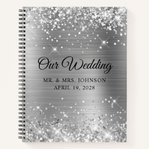 Glittery Silver Foil Our Wedding Guest Notebook