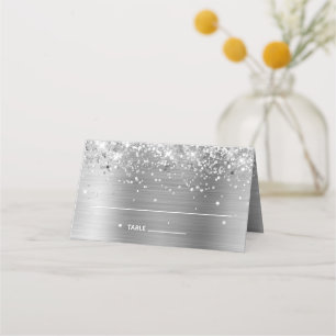 Glittery Silver Foil Place Card