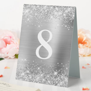 Glittery Silver Foil Wedding Number