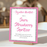 Glittery Silver Frame Signature Mocktail Pink Poster<br><div class="desc">This fun poster features a script heading and your custom text on a silver glitter framed poster.  Use the template form to add your personalisation.</div>