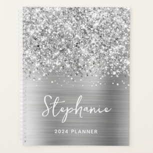 Glittery Silver Glam Personalised 2024 Planner