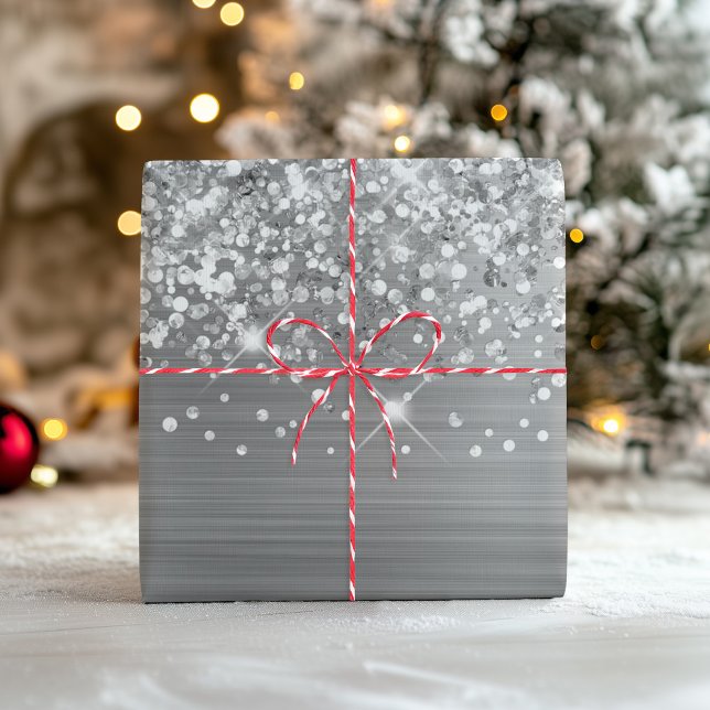 Glittery Silver Glam Wrapping Paper Sheet (Glittery Silver Glam Wrapping Paper Sheets)