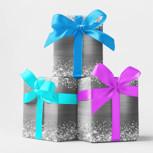 Glittery Silver Ombre Foil Wrapping Paper