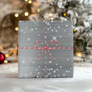 Glittery Silver Ombre Foil Wrapping Paper Sheet