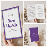 Glittery Silver Purple Bat Mitzvah Folded Program Flyer<br><div class="desc">You will love the paper used for this program-it is much heavier than copy paper and is perfect for your disposable programs. Use the template to fill in your information. The Design Tool can be used to change the font (size, style, colour), and add more lines of text or change...</div>