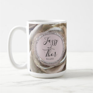 Glittery Silver Rose Petals Personalised    Coffee Mug