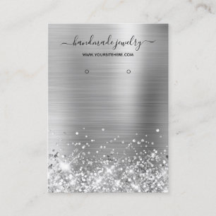 Glittery Silver Signature Earring Display Business Card