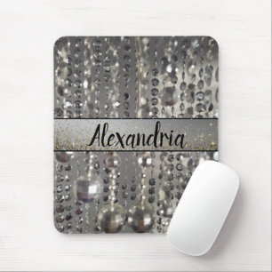 Glittery Silver Stringed Beads Personalised Mouse Pad