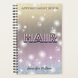 Glittery sparkle ombre hair appointment book planner