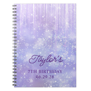 Glittery Sparkly Purple Icicles 7th Birthday Guest Notebook