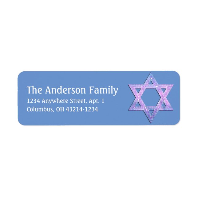 Glittery Star of David Hanukkah Address Labels d15 (Front)