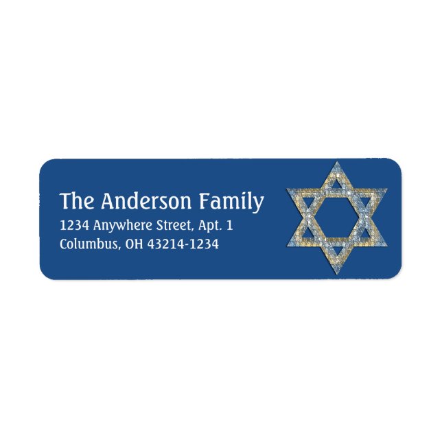 Glittery Star of David Hanukkah Address Labels d9 (Front)
