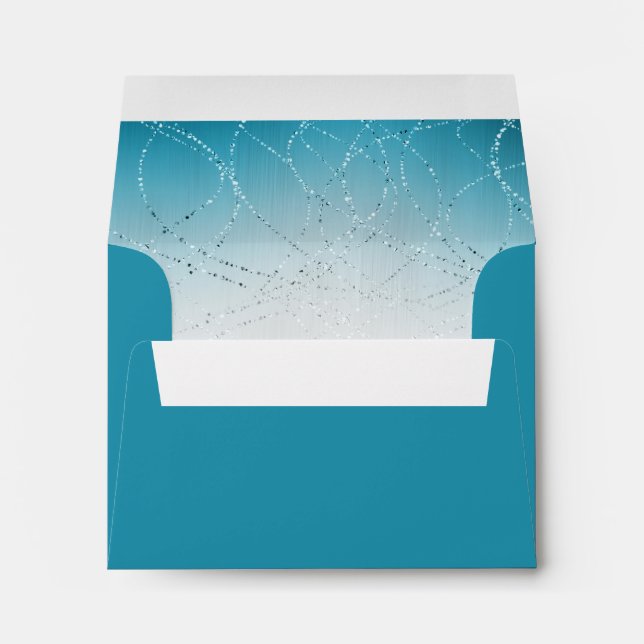 Glittery Star of David Turquoise Bat Mitzvah RSVP Envelopes (Back (Bottom))