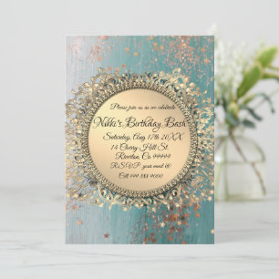 Glittery Stardust on Blue Personalised Birthday Invitation