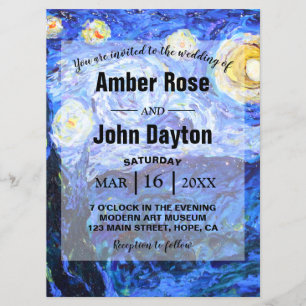 Glittery Starry Night Custom Wedding Invitations