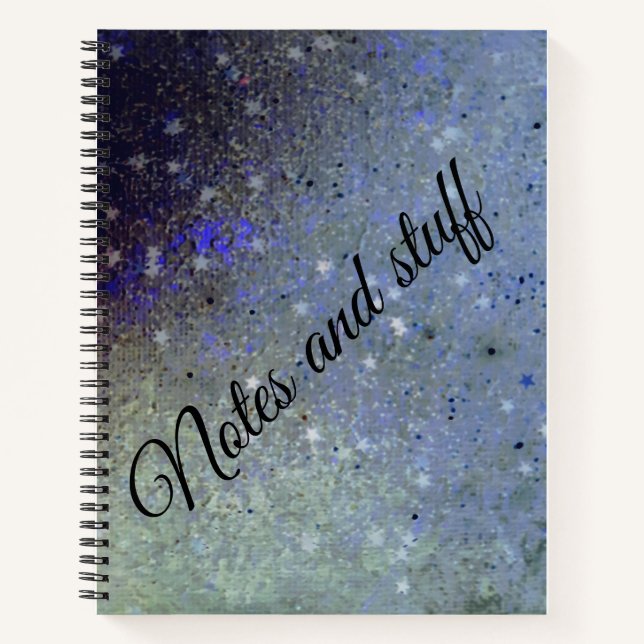 Glittery starry notes and stuff notebook (Front)