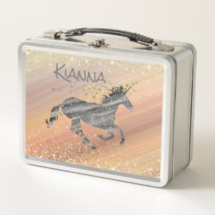 Glittery Starry Unicorn     Metal Lunch Box