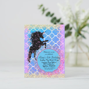 Glittery Starry Whimsical Unicorn Custom Postcard