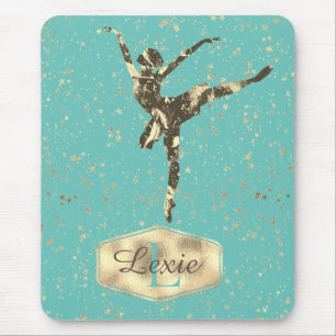 Glittery Stars Ballerina Monogram       Mouse Pad