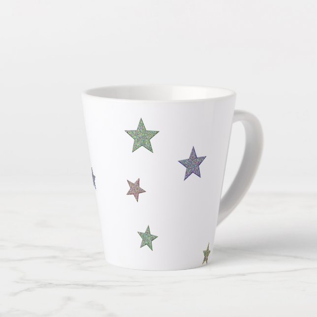 Glittery Stars Latte Mug (Right Angle)