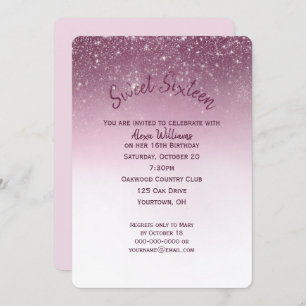 Glittery Sweet 16 Birthday Party Invitation